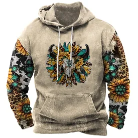 Vintage Men's Outdoor Ethnic Western Print Hoodie