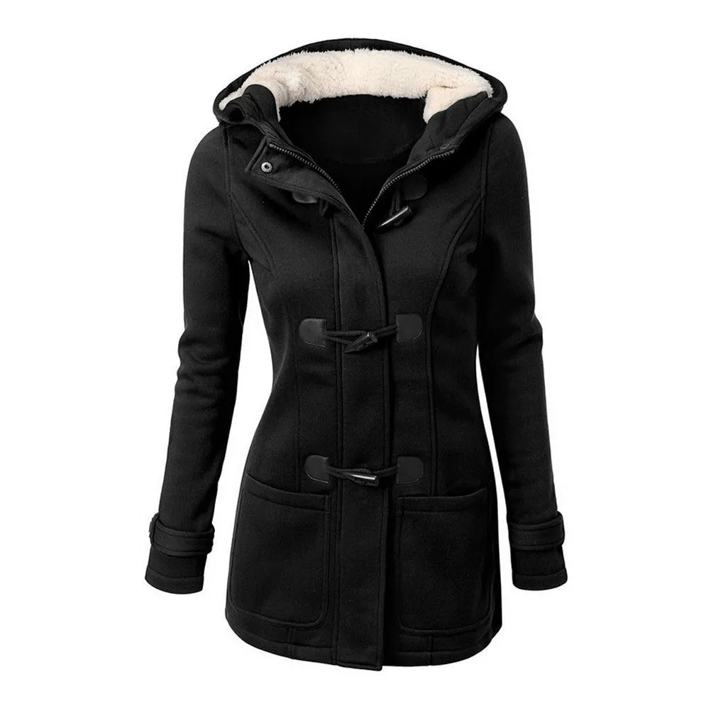 Women Trench Coat Women's Overcoat Long Hooded Coat Zipper Horn Button Outwear Cloaks for Woman SM6