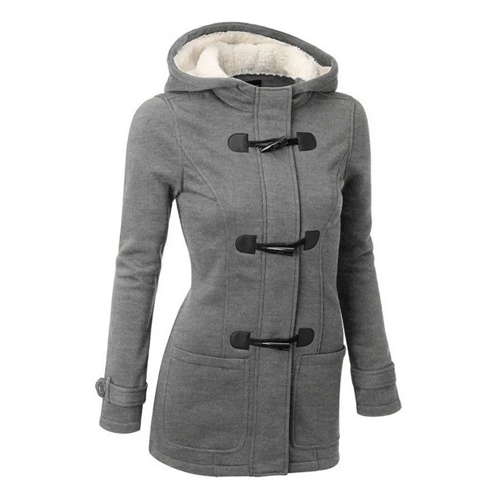 Women Trench Coat Women's Overcoat Long Hooded Coat Zipper Horn Button Outwear Cloaks for Woman SM6