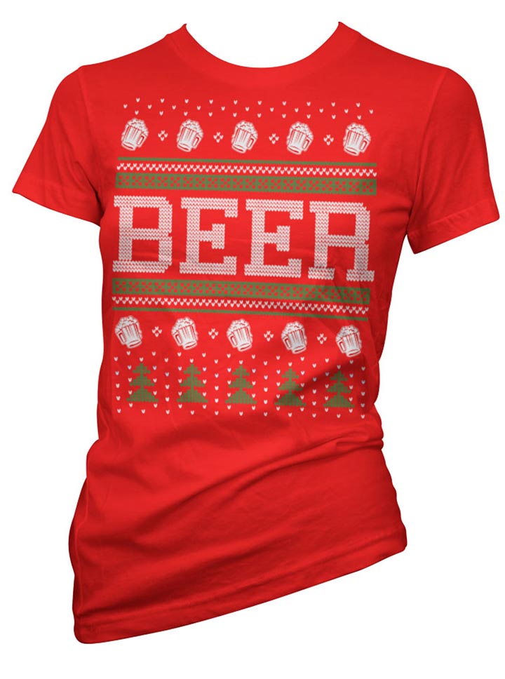 Women's Beer Ugly Christmas Sweater Tee