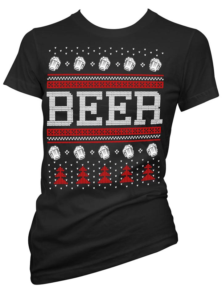 Women's Beer Ugly Christmas Sweater Tee