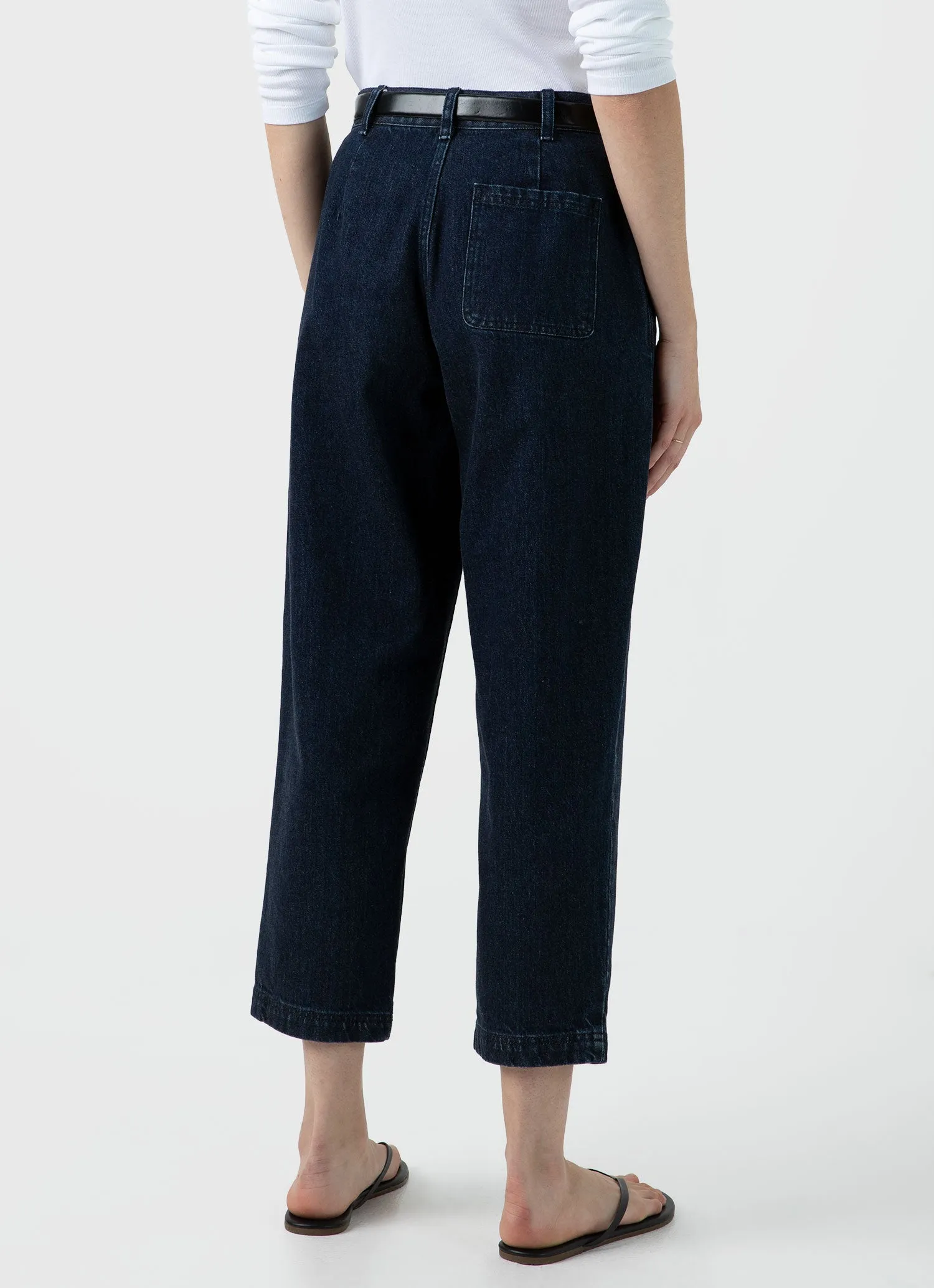 Women's Denim Tapered Trouser in Denim Rinse Wash