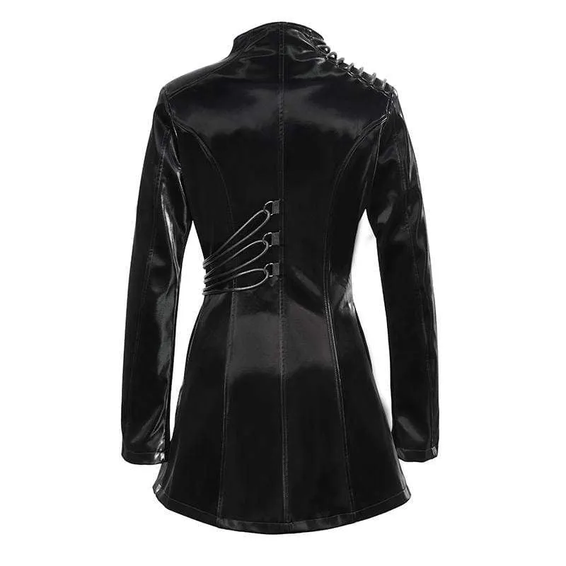 Women's Gothic Faux Leather Jackets With Chains