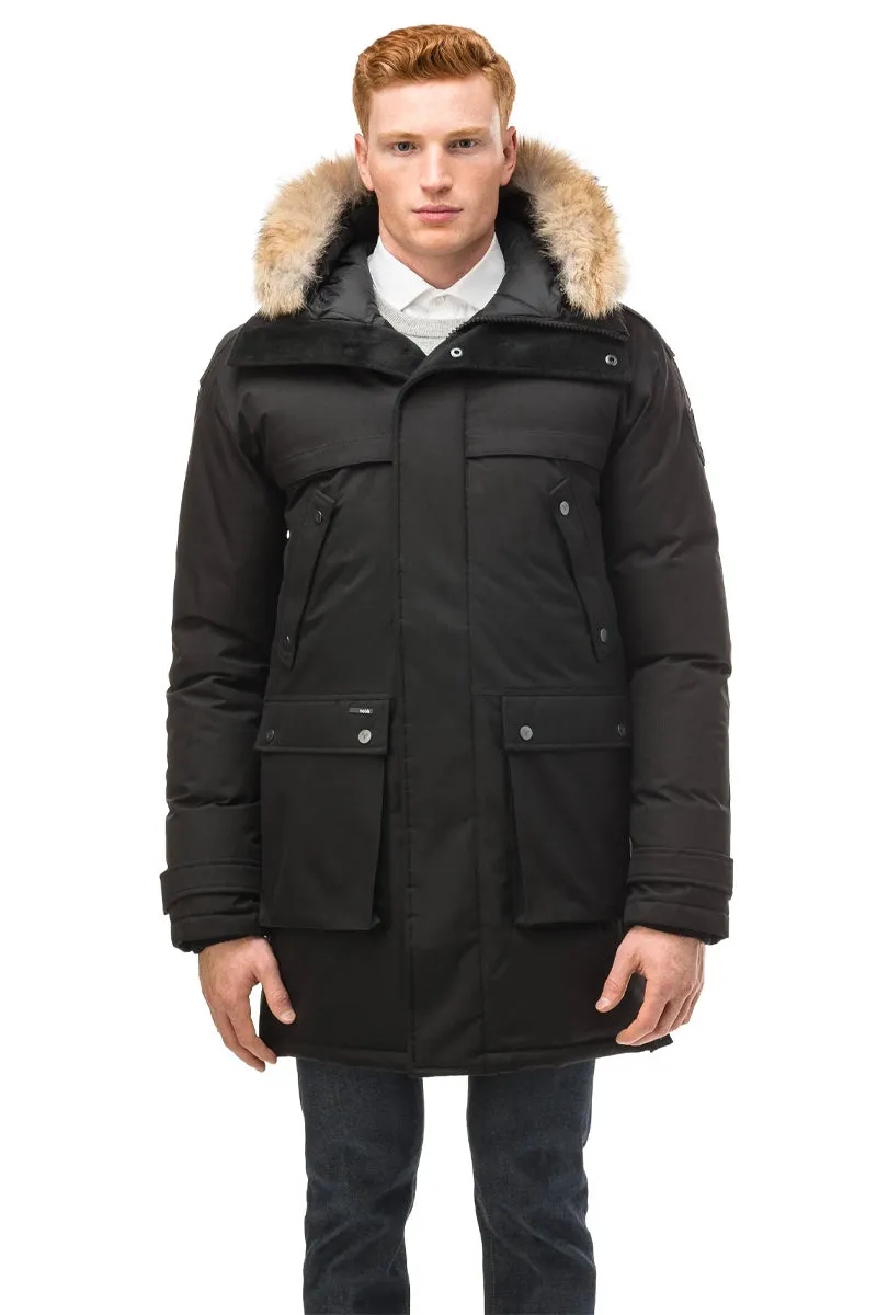 Yatesy Men's Long Parka Black