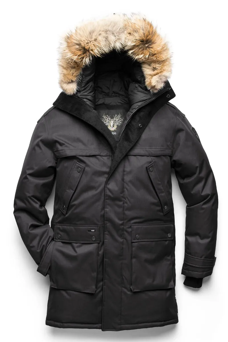 Yatesy Men's Long Parka Black