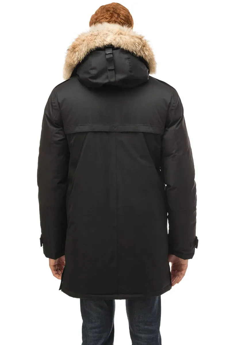 Yatesy Men's Long Parka Black