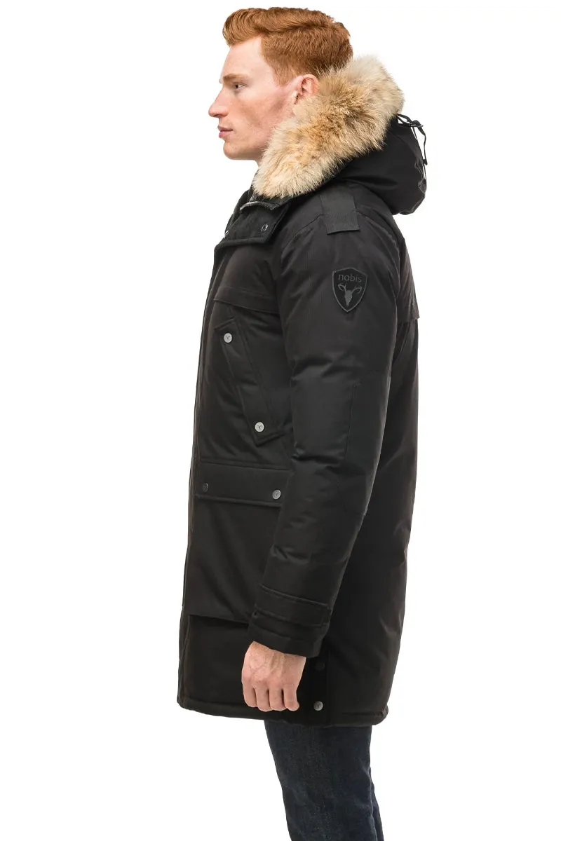 Yatesy Men's Long Parka Black