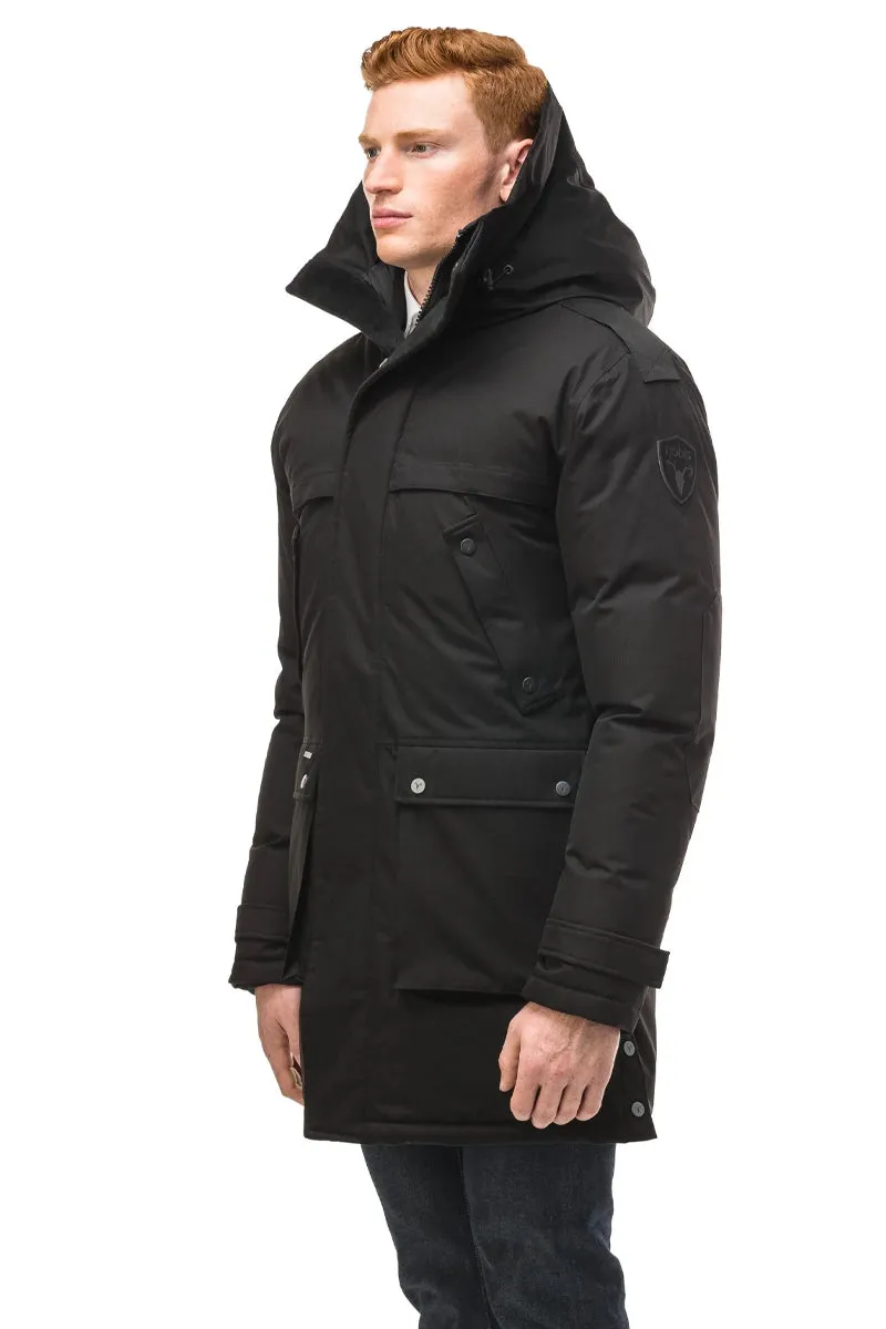 Yatesy Men's Long Parka Black