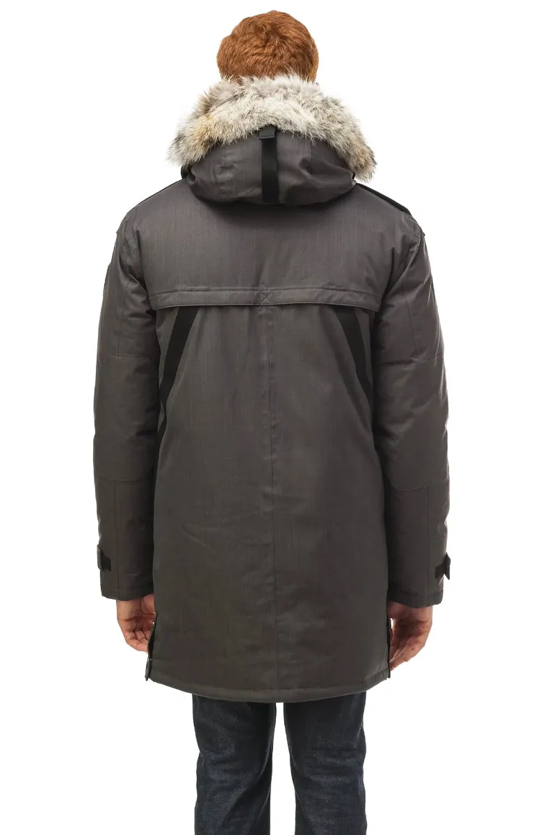 YATESY MEN'S LONG PARKA STEEL GREY