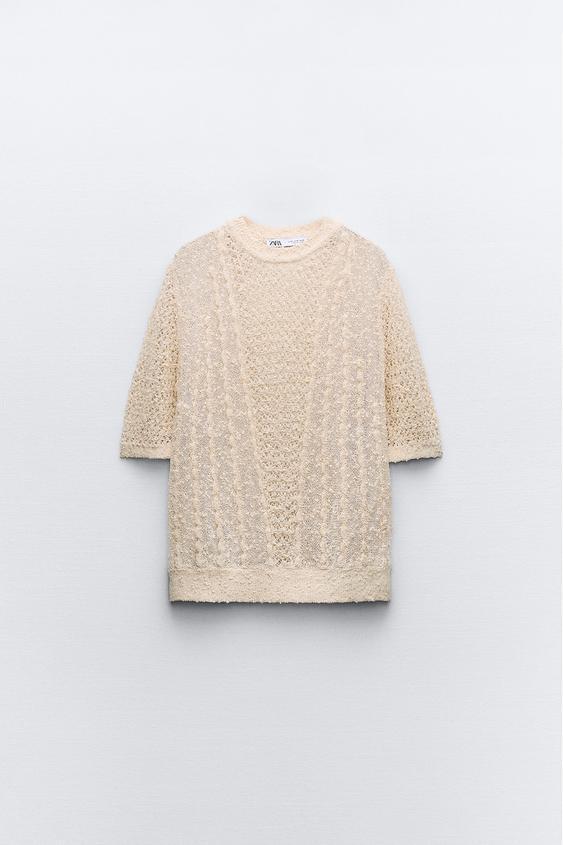 ZARA  |POINTELLE KNIT SWEATER